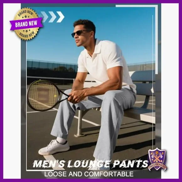 4 Pack Men's Sweatpants Joggers with Pockets Open Bottom Gym Athletic Pants